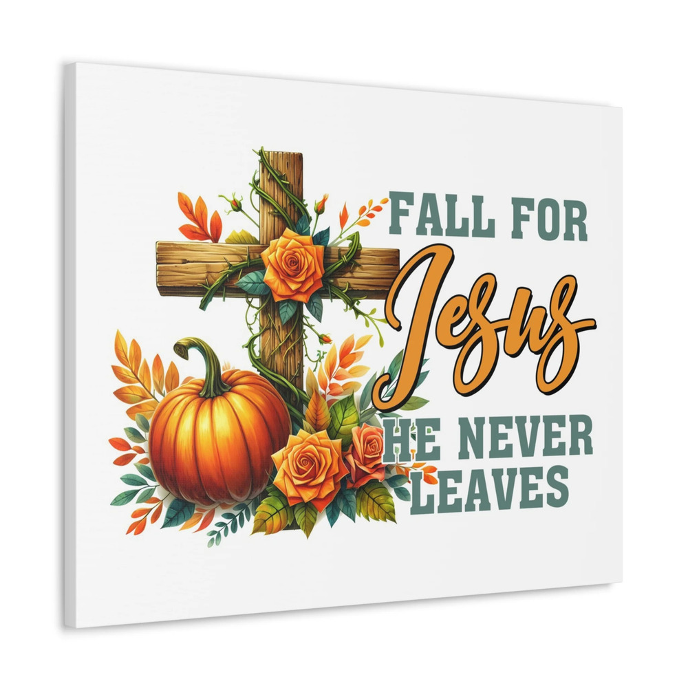 Scripture Walls Jesus Never Leaves Autumn Bible Verse Canvas Christian Wall Art